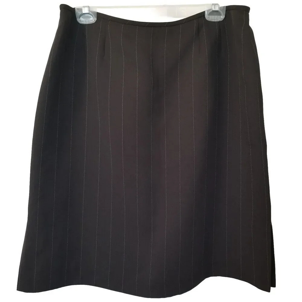 Worthington Womens Skirt Brown Pencil Size 14 White Striped Career